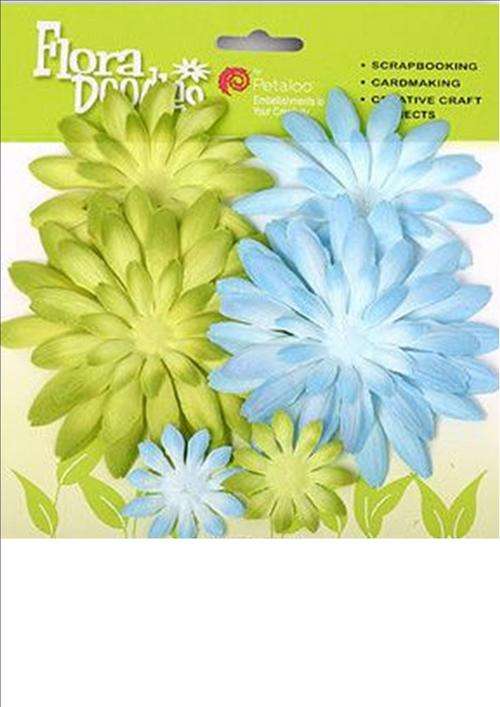 FLOWERS DAISY LAYERS - colour GREEN AND BLUE