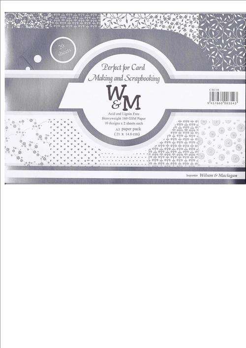 20 SHEET VELLUM - heavyweight 160gm 10 designs - A5 paper pack