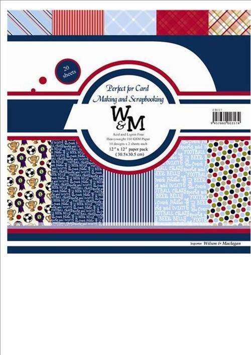 BOY PAPER PACK  (30.5x30.5cm) 20 PAGES -- 2 of each design