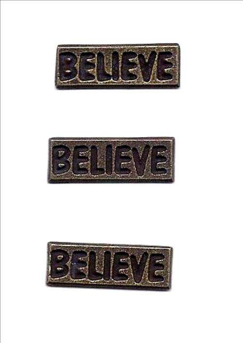 BELIEVE:  antique pewter embellishment - size 23mm
