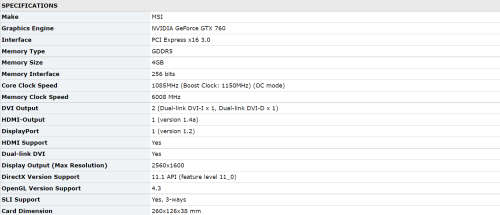 MSI NVIDIA GeForce GTX760 4GB GDDR5 PCI-E 3.0  Graphics Card