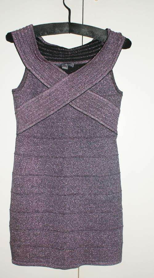 Forever 21 Purple shimmer mini dress with cross over top detail Size M