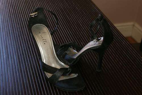 Luella Black satin sandal with cross over detail Size 4