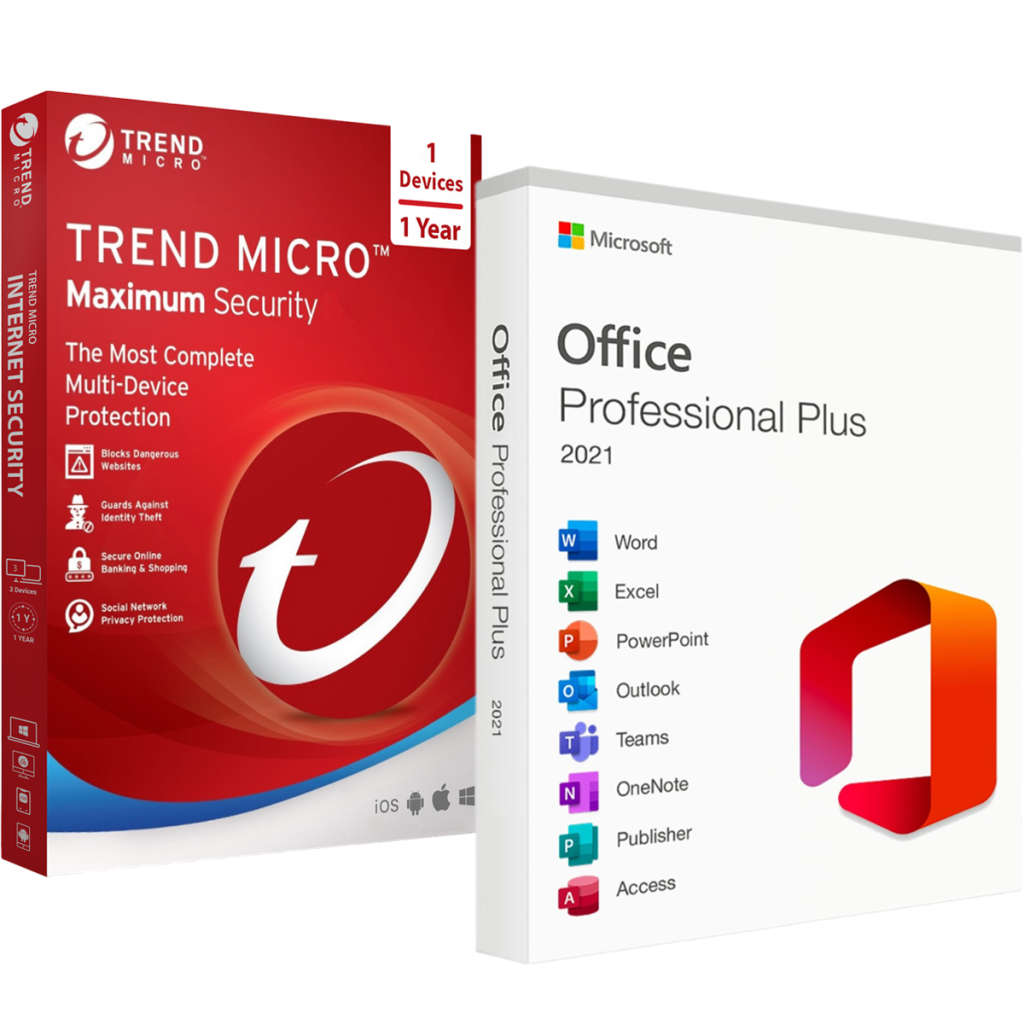 Microsoft Office 2021 Professional + Trend Micro Maximum Security Antivirus