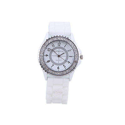 WHITE GENEVA CRYSTAL WATCH