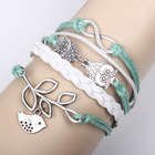 infinity Light Green Bracelet Lucky olive Branch Charm Wristbands