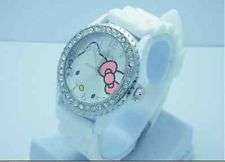 White Hello Kitty Silicon Band Crystal Watch