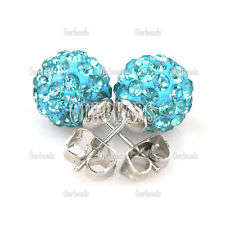 stainless steel Blue Shamballa Crystal earrings Studs