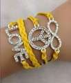 Infinity Bracelet Glitter yellow Peace