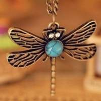 Bronze dragonfly necklace