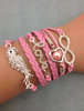 Infinity Bracelet Pink Glitter Bird Love
