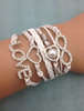Infinity Bracelet white glitter heart love