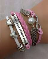 Infinity Bracelet Pink wings 'Where theres a will theres a way'