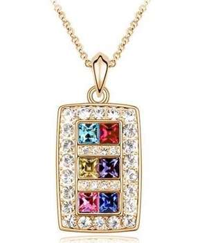 Gold filled mulicoloured gems necklace Imported Crystals