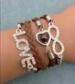 Infinity Bracelet glitter brown pearl