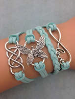 **discounted shipping**Infinity Bracelet blue butterfly Love