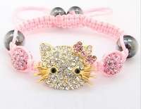 shamballa hello kitty bracelet with hermatite beads