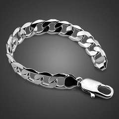 925 sterling silver plated chain bracelet 4mm