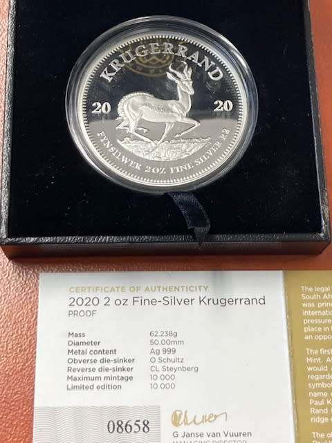 2 OZ Silver KRUGERAND 2020