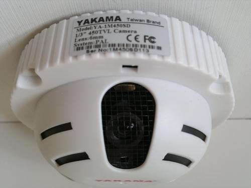 YAKAMA 1/3" COLOR 450 TV-LINE PLASTIC SMOKE DETECTED CCTV CAMERA - ONE YEAR WARRANTY
