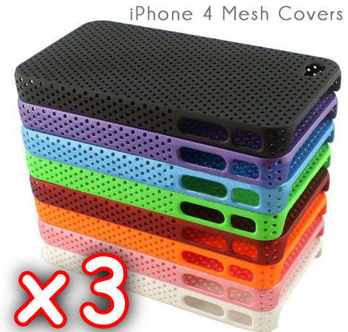 3 x Mesh Hard Back Case Cover For Apple iphone 4 4G