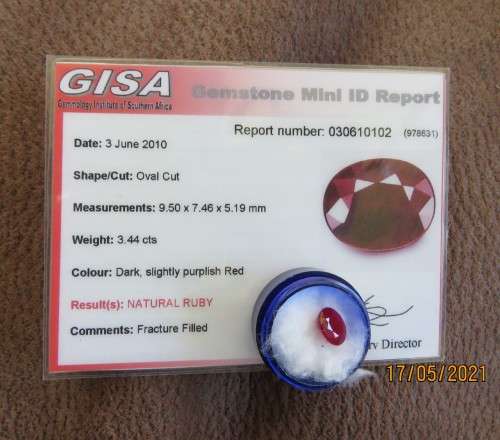 GISA Certified 3.44ct Oval Cut Ruby