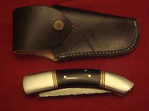 Large 9.5" Beautifully Crafted Damascus folder c/w Leather Pouch