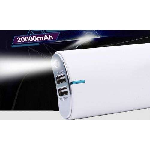 Universal 20 000mAh USB Power Bank External Battery Charger -  WHITE