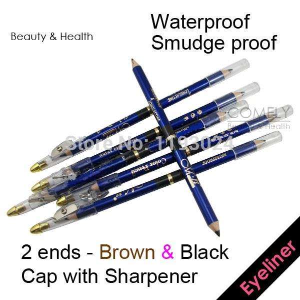 2 in 1 EYELINER with Sharpener. Black one end, Brown other end.