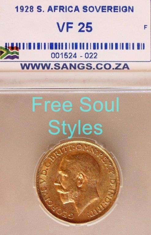 1928 South African Full Sovereign SANGS Graded VF 25