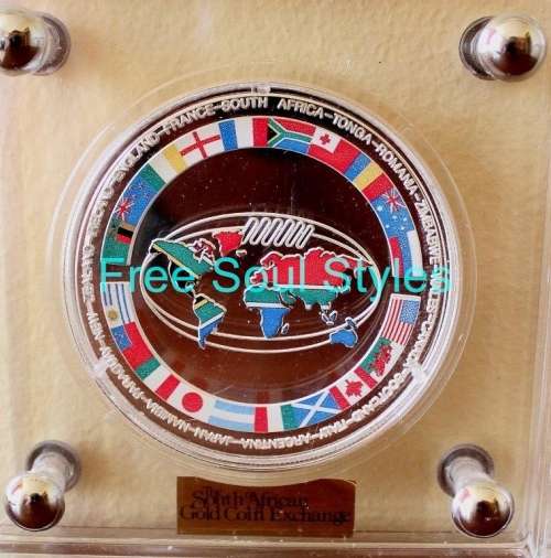 For coinsbergcom Only! 1995 Uganda 10 0000 Shillings 10 OZ Silver Rugby World Cup Cased Medallion