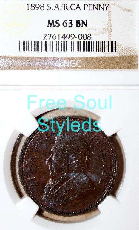 1898 ZAR 1 Penny NGC Graded MS 63 BN - Catalogue Value R3 000.00