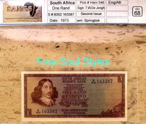 1973 T.W De Jongh 2nd Issue R1 Note SANGS Graded GEM UNC 68
