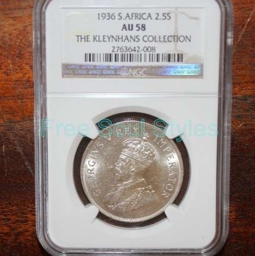 1936 2.5 Shilling NGC Graded AU 58 - Catalogue Value R10 000.00