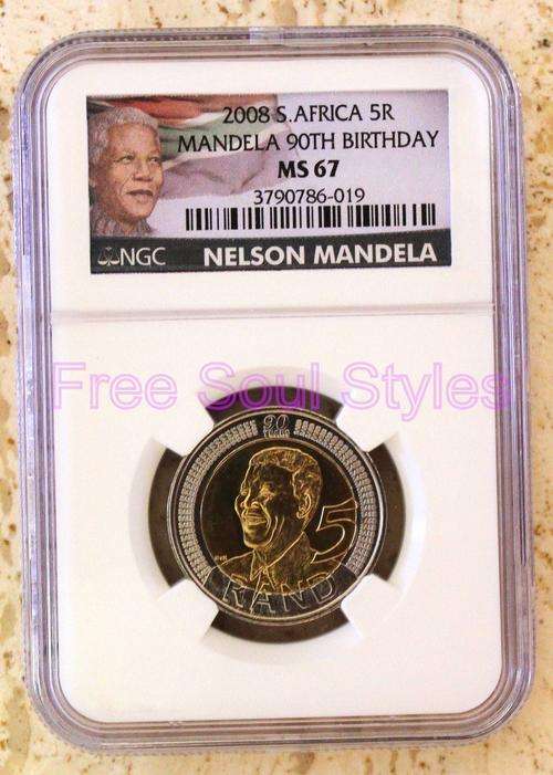 2008 Mandela 90th Birthday R5 NGC Graded MS 67