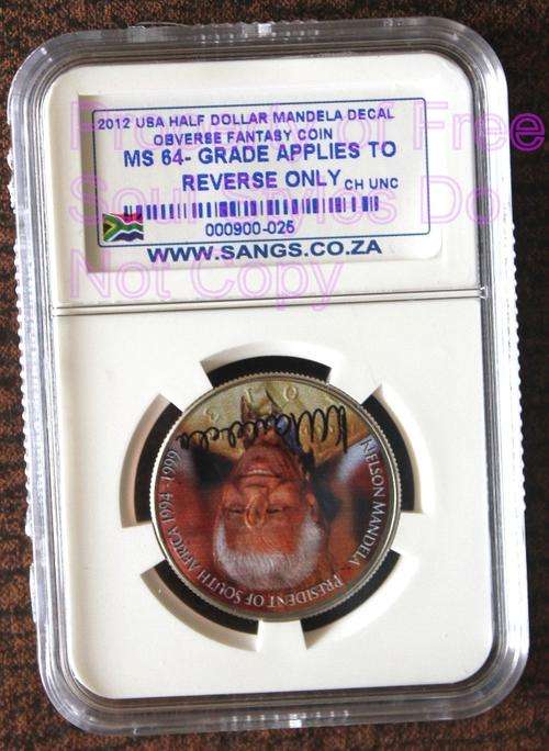 2012 US Half Dollar with Mandela Overlay SANGS Graded MS 64