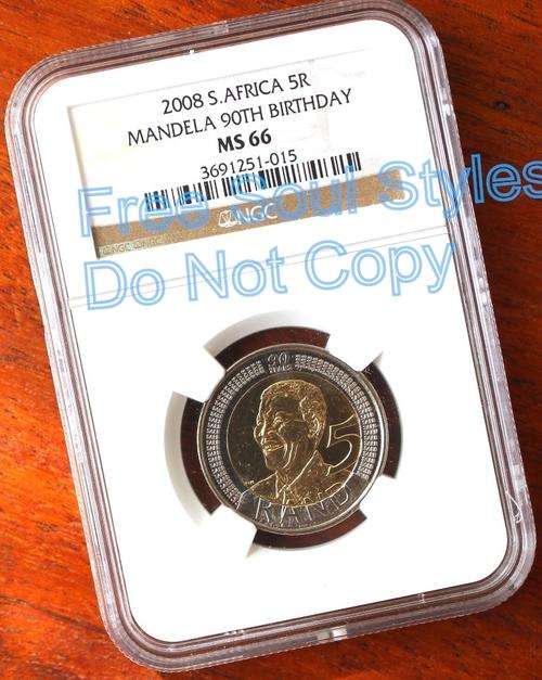 2008 90th Birthday Mandela R5 Coin NGC Graded MS 66