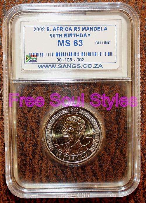 2008 90th Birthday Mandela R5 Coin SANGS Graded MS 63