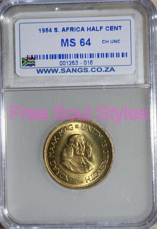1964 1/2 Cent SANGS Graded MS 64