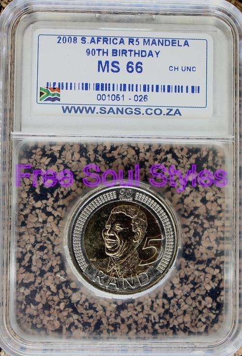 2008 90th Birthday Mandela R5 Coin SANGS Graded MS 66