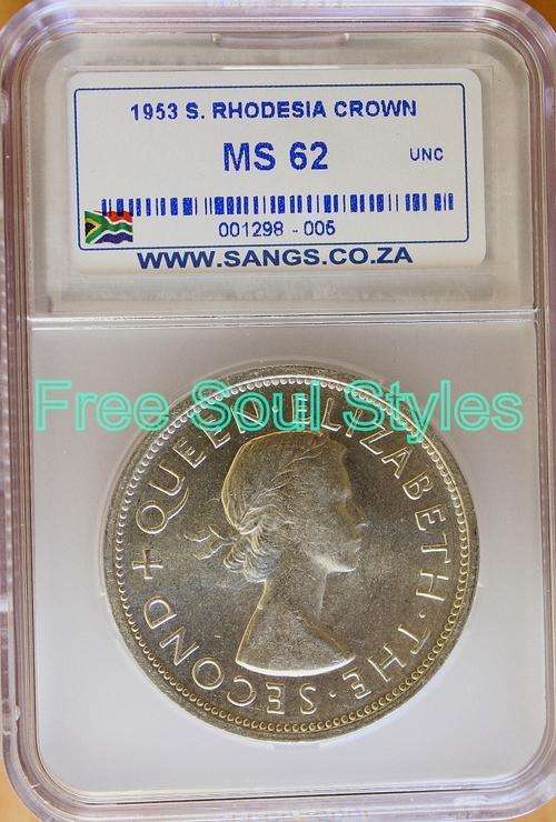 1953 Southern Rhodesia Crown SANGS Graded MS 62