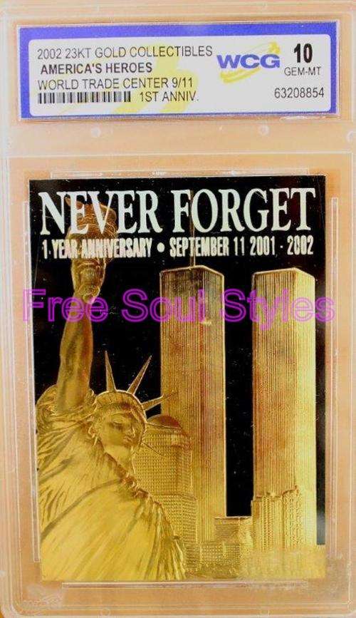 23ct Gold Graded Stamp Remembering the 1st Anniversary of The World Trade Center Tragedy