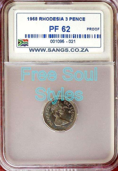 **SPECIAL**MINTAGE OF 10 ONLY! KM #8 - 1968 Rhodesian 3 Pence SANGS PF 62 - Catalogue Value $1200.00