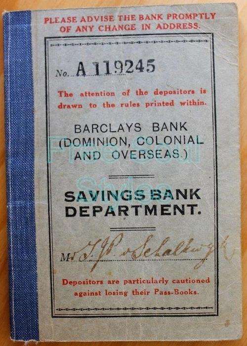 1939 Barclays Bank Dominion, Colonial and Overseas Savings Book