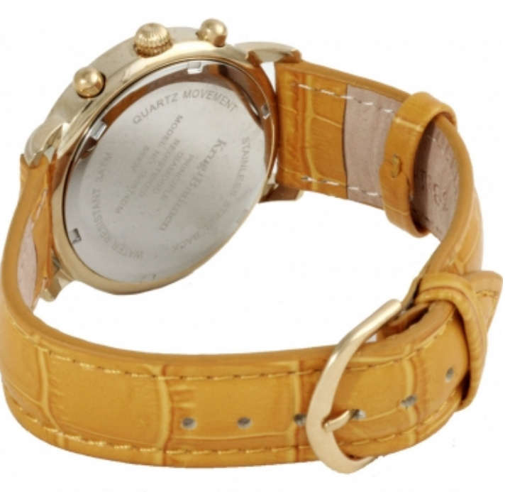 Krug Baumen Ladies Principle Diamond Gold, Champagne Mother of Pearl Dial, Tan Watch 150574DL