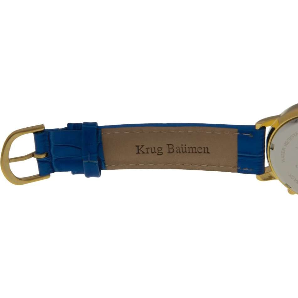 Brand new!!! Krug Baumen LADIES Principle CHRONO Gold 8X Genuine Diamond Blue Leather Watch RRP £790