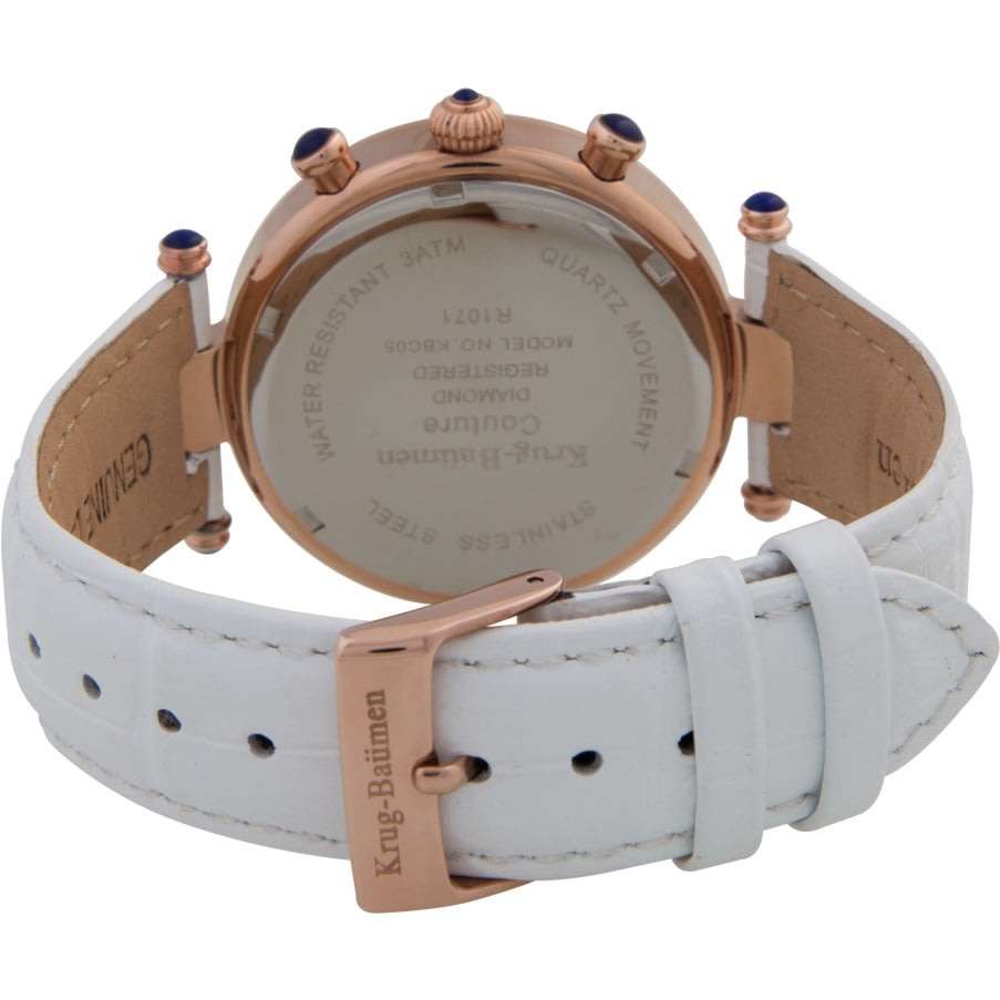 Brand new!! Krug Baumen UNISEX Couture Chrono White MOP Diamond Rose Gold Watch RRP £650