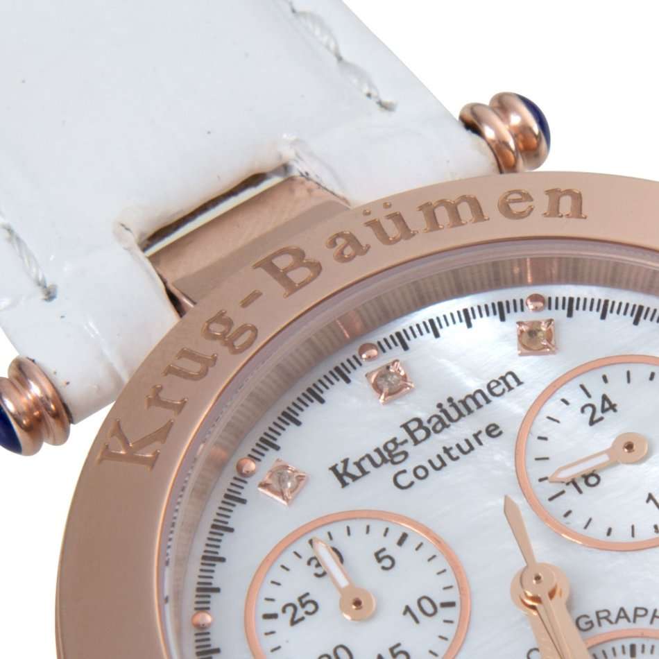 Brand new!! Krug Baumen UNISEX Couture Chrono White MOP Diamond Rose Gold Watch RRP £650
