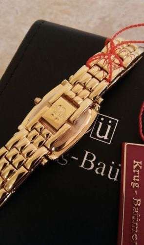 R1 Auction RETAIL R10,314.58 Krug-Baumen LADIES Tuxedo Gold  4X REAL Diamond BLACK Dial Gold Strap