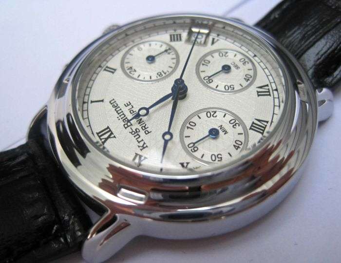 NEW Krug Baumen Ladies Principle Classic Black Leather Strap Steel Watch £490